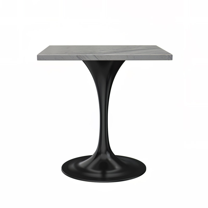 Heatherton Square Dining Table with Resin Top and Powder-Coated Steel Pedestal Base, 27.56" W x 27.56" L