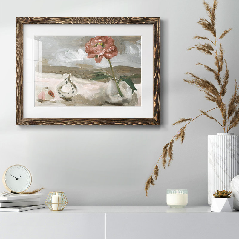 " Vase Of Pink Flowers IV ", Noyer, H 18 po x l 26 po x P 1,5 po