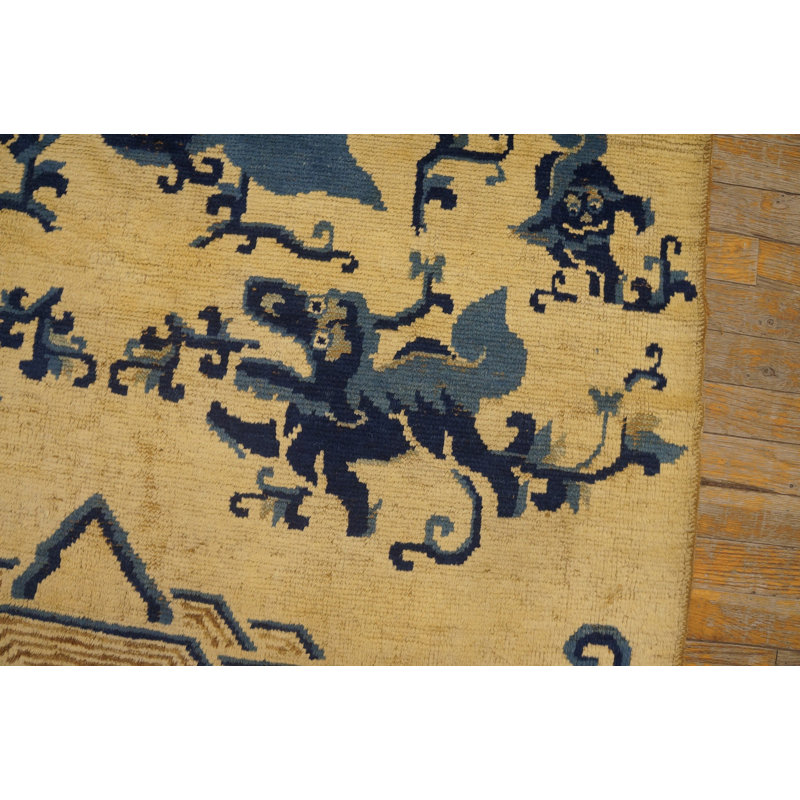 Antique Ningxia Chinese Allover Ivory 1850s Rug