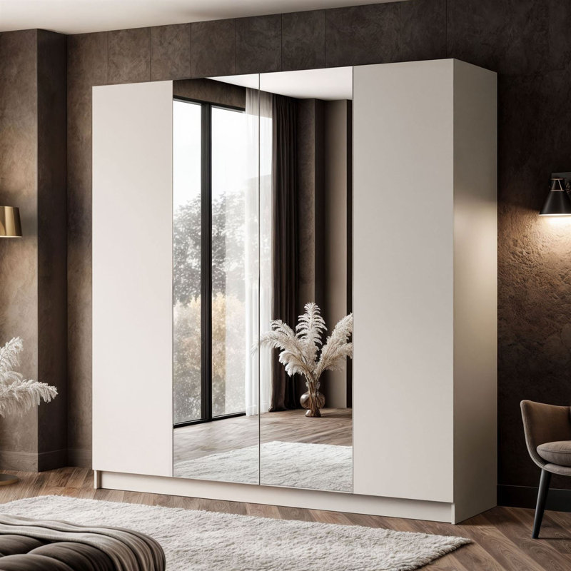 4 Door Manufactured Wood Wardrobe, Natural
