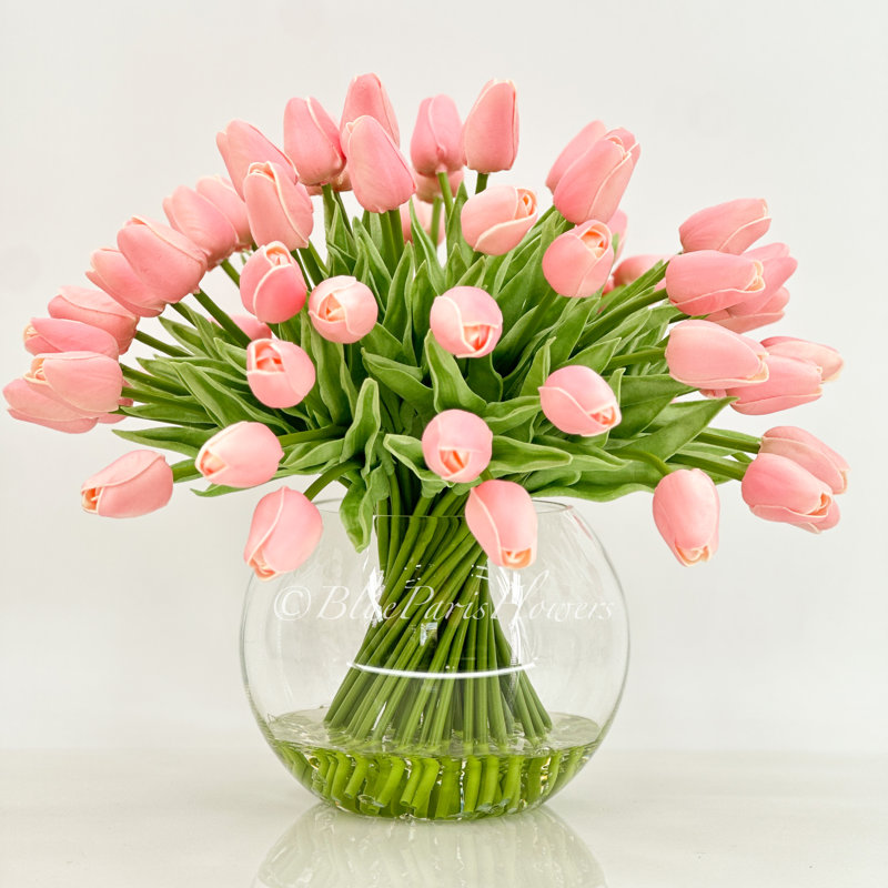 Arrangement floral moderne 60 tulipes, Rose