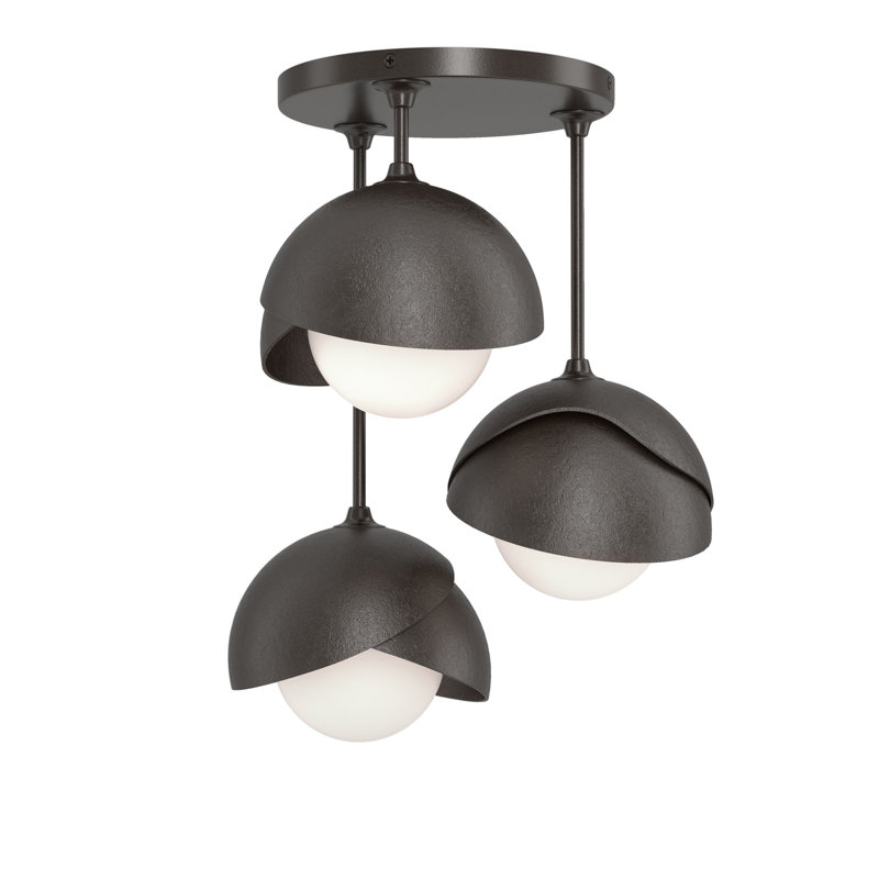 Brooklyn 3 - Light Double Shade Semi Flush Mount, Oil Rubbed Bronze, Oil Rubbed Bronze