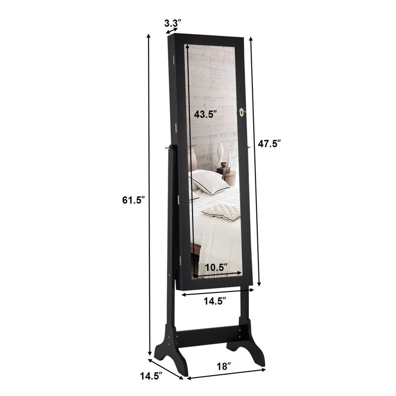 Armoire à bijoux avec miroir Mynatt, Noir