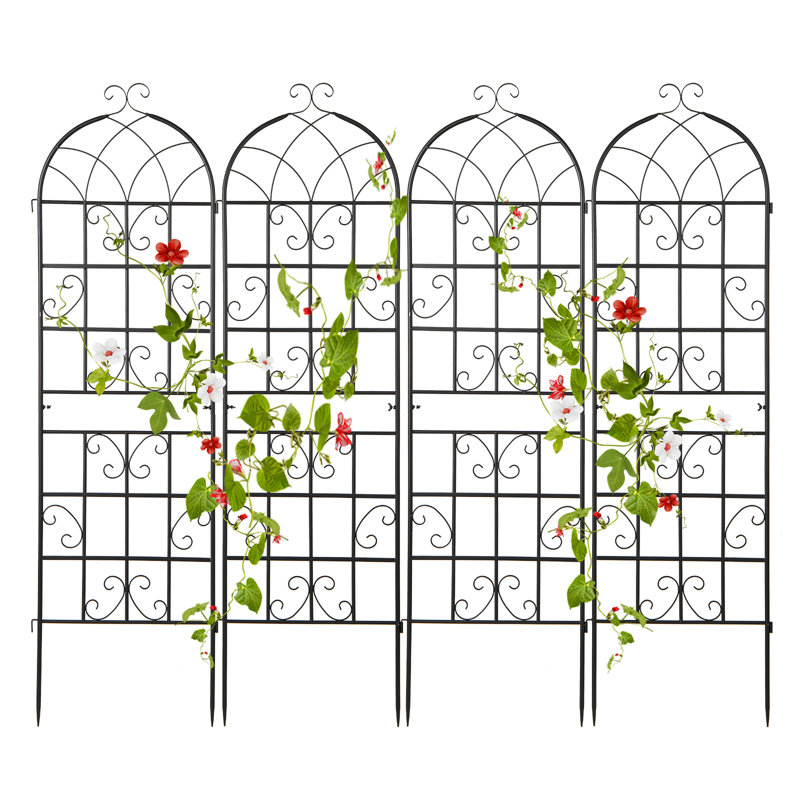 180cm W Metal Arched Trellis, Black