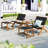 5-Piece Solid Wood Outdoor Bistro Set with Ottoman, Foldable Reclining Design
