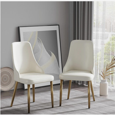 Modern PU Foam Filled Dining Chair, with Solid Wood and Metal Legs, Suitable for Dining Room, Living Room, and Bedroom - 2-Piece Set
