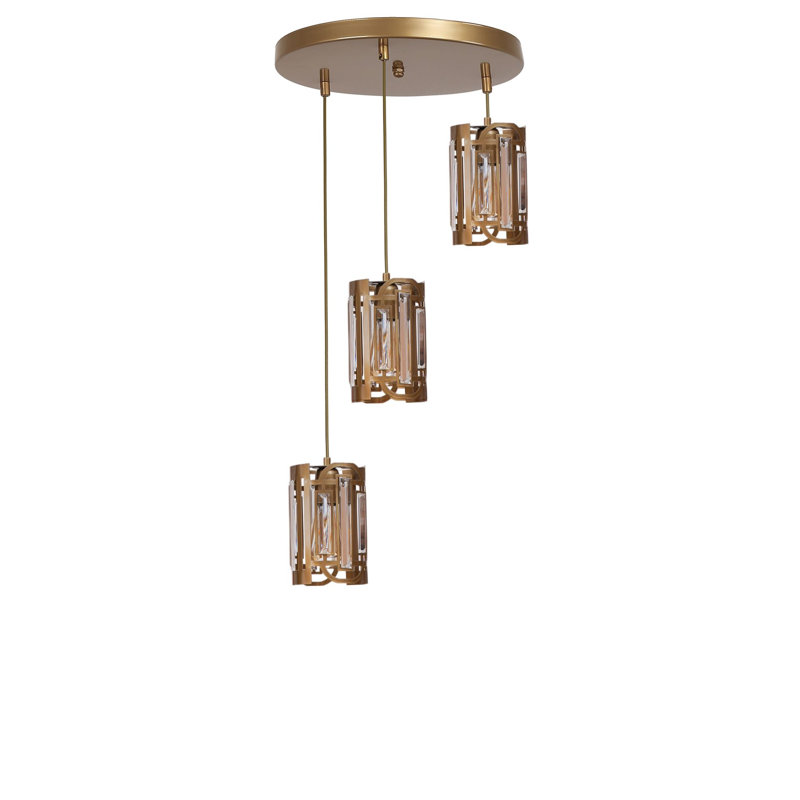Lustre, Doré, 3 niveaux, Trois lumières