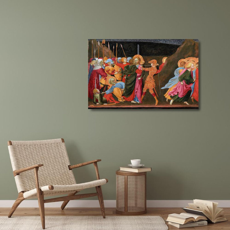 «The Betrayal of Christ» par Sassetta - Art mural sur toile tendue avec châssis, H 18 po x l 14 po