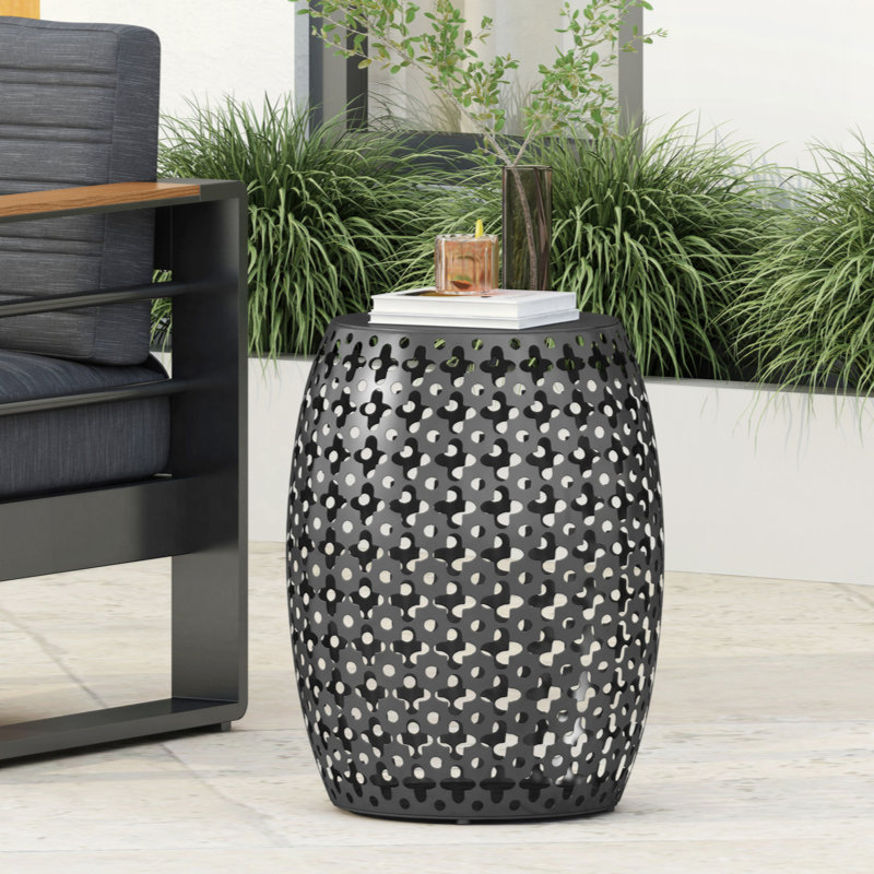 Sturdy And Stylish Metal End Table With Exquisite Design For Any Space, Black