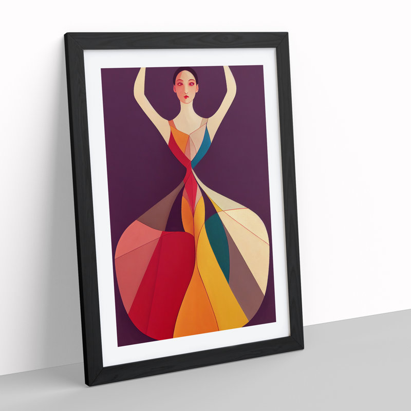 Abstract Ballerina No.6 - Single Picture Frame Print, Black, 64cm H x 46cm W x 2cm D