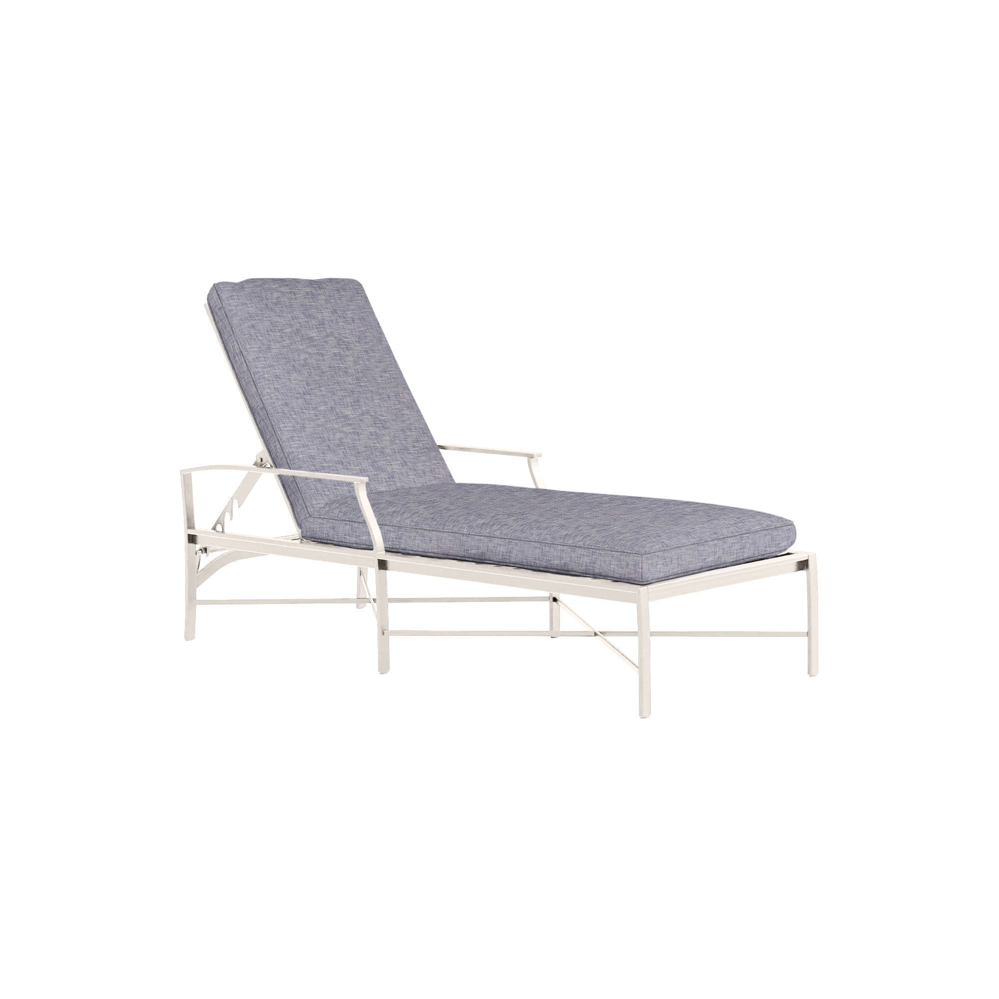 Monaco Wrought Aluminum Outdoor Chaise Lounge, Slate Gray, Bali Pearl, Welt