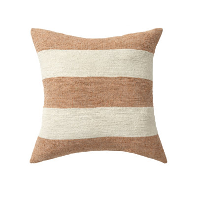 Horizon Farmhouse Striped Hand-Woven Linen Blend Throw Pillow
