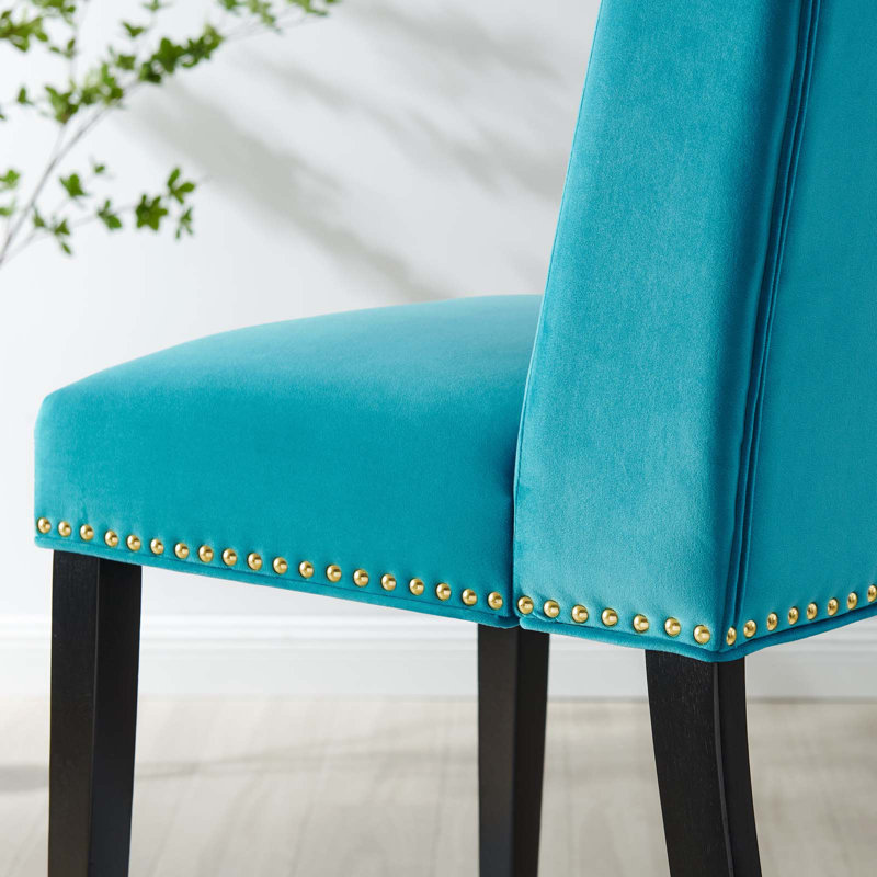 Modway Baron Performance Velvet Dining Chairs - Set of 2, Blue