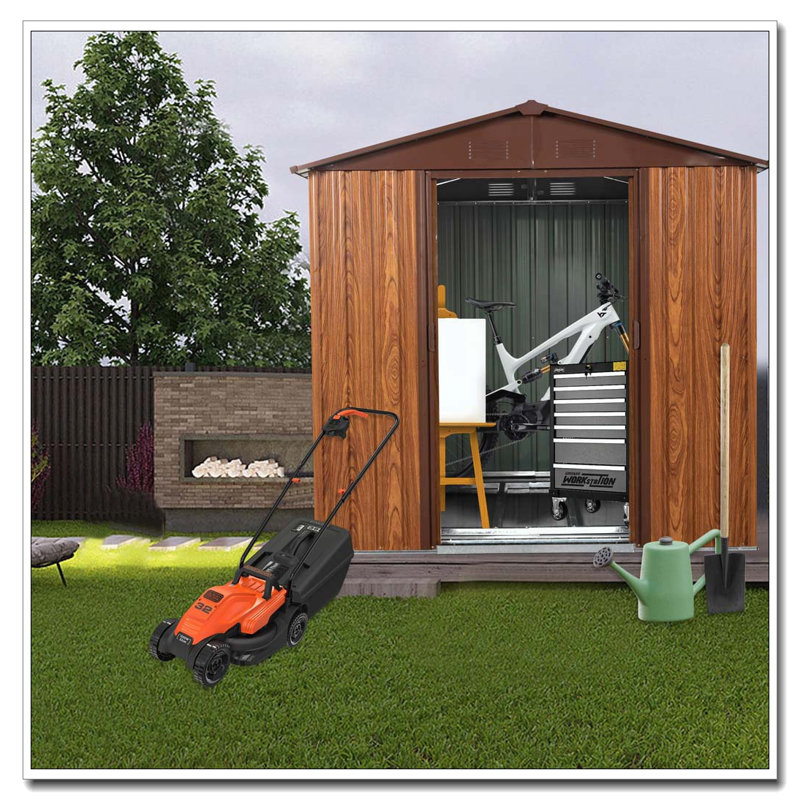 6ft x 6ft Outdoor Metal Storage Shed with Metal Foundation ,With window
