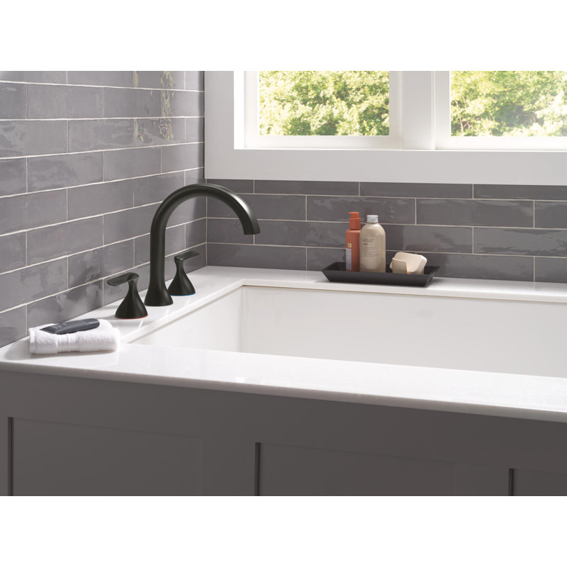 Three Hole Roman Tub Trim, Matte Black