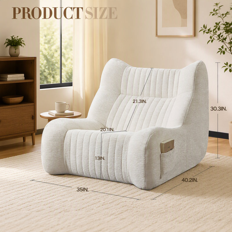 Pouf, sofa de sol paresseux, fauteuil d'appoint, White