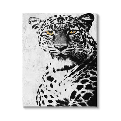 «Strong Leopard Portrait», safari moderne, animal noir surdimensionné, giclée sur toile encadrée par Sophie, art texturé 6