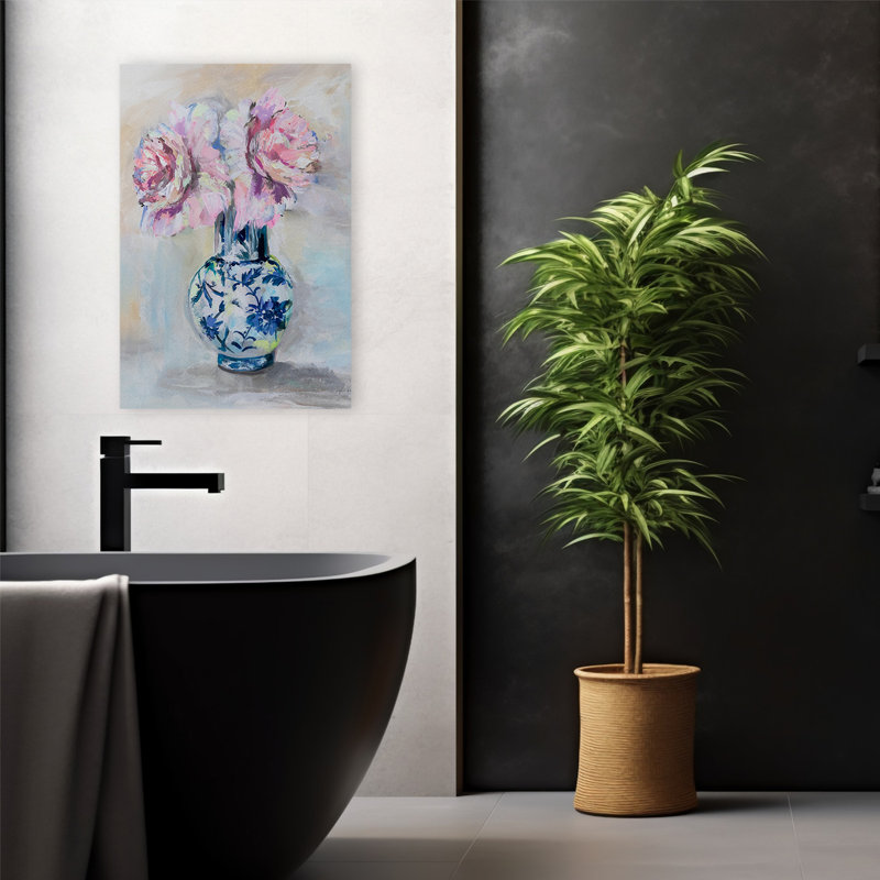 Contemporary and Preppy Peony Play V2, H 24 po x l 16 po