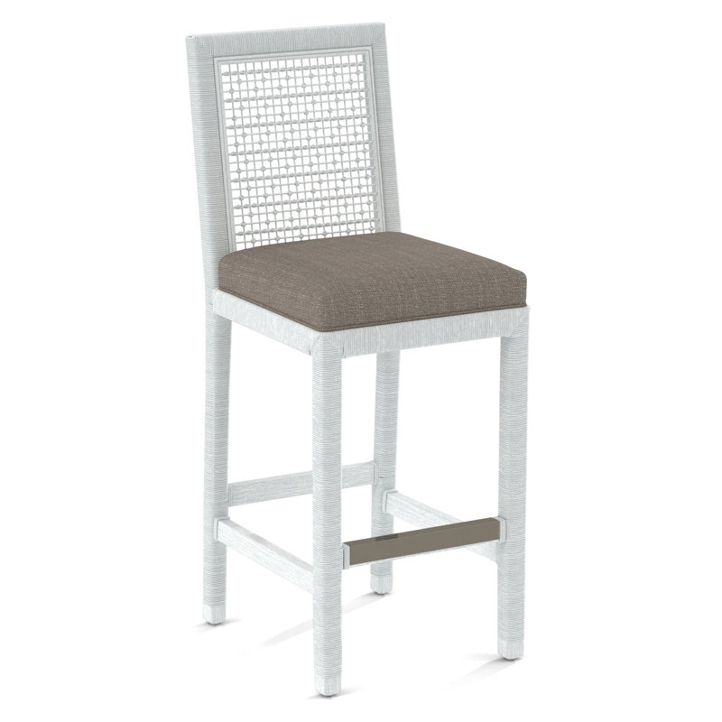 Pine Isle Bar Stool, Moss Chenille; 0344-43, Frost White