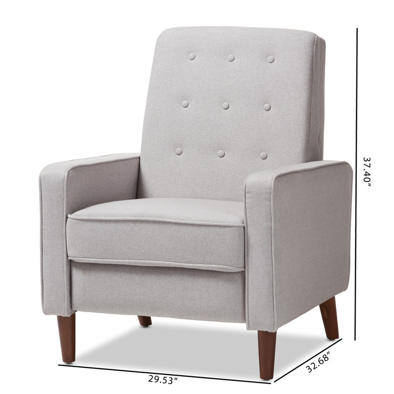 Mathias Light Gray Manual Reclining Mid-Century Arm Chair
