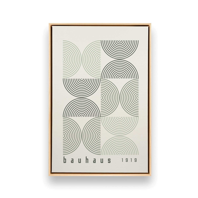 Affiche de composition Bauhaus, Cadre américain en érable flottant, Beige/vert, H 18,75 po x l 12,75 po