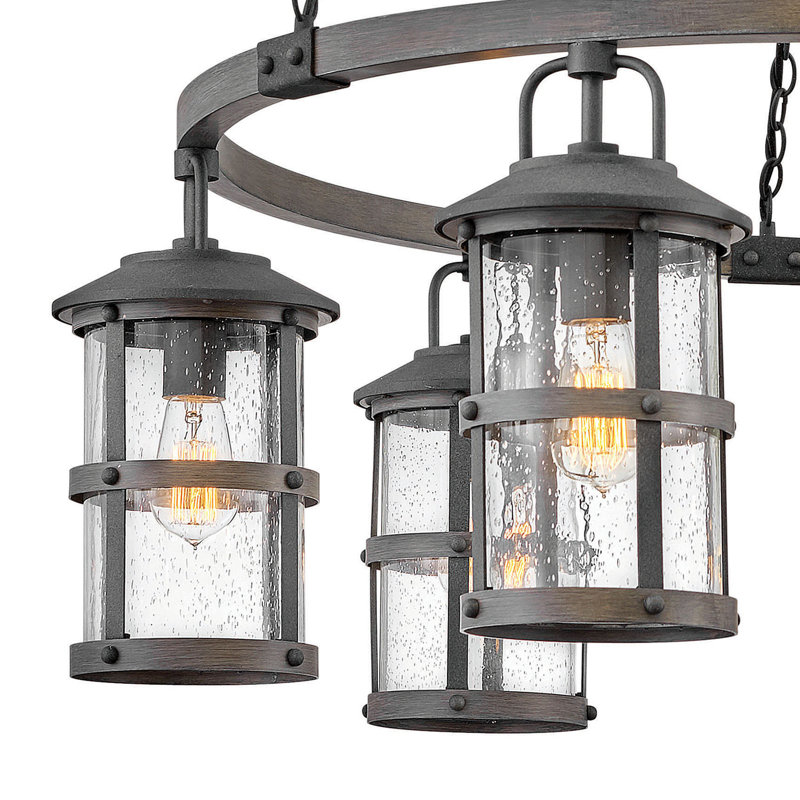 Lakehouse 12v Six-Light Outdoor Chandelier, Aged Zinc