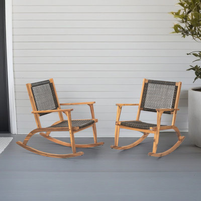 Outdoor Solid Wood Rocking Chair (Set Of 2)