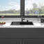 Évier à quartz 33 po x 22 po - Texture de granit noir, évier à rayures et hygiénique en composite, fabrication robuste-124185523