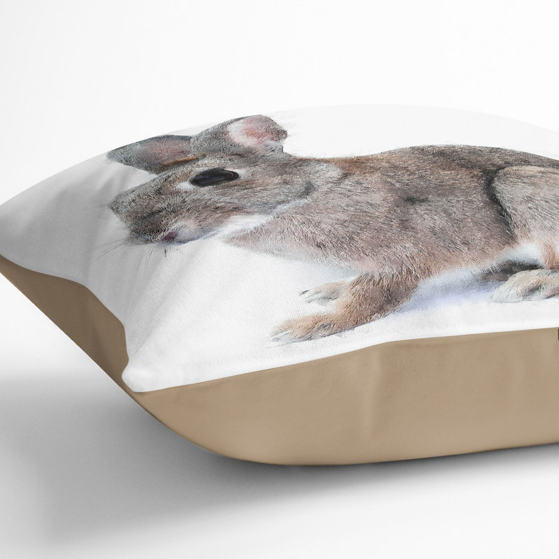 Brown Bunny Rabbit Cushion with Filling, 40cm H x 40cm W x 15cm D, Stone