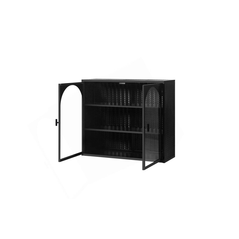 Armoire murale 27,56 po à 2 portes avec rangement à 3 niveaux, Noir