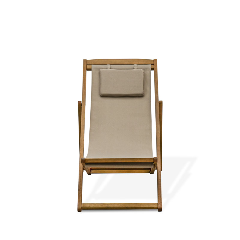 Monroe Outdoor Fabric Relax Chair for Poolside, Deck, Lawn - Eucalyptus Wood, set of 2, Natural Oil