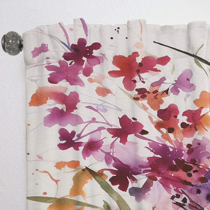 Olivo - Purple And White Flowers Bouquet Interpretation II - Traditional Velvet Curtain - 1 panel, 52" W x 95" L