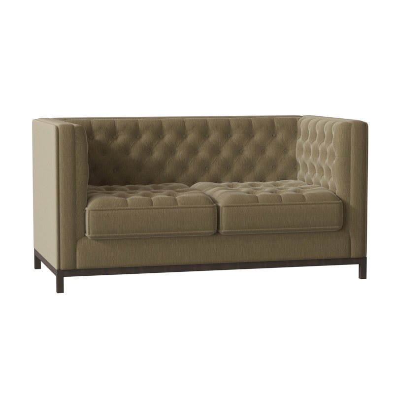 Jess Fabric 63'' Reception Loveseat, Encore Sprout, Brown Mahogany
