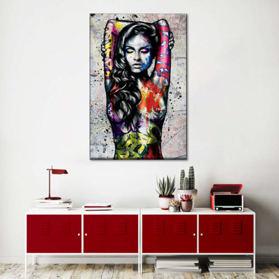 Grunge Female Portrait Canvas Print