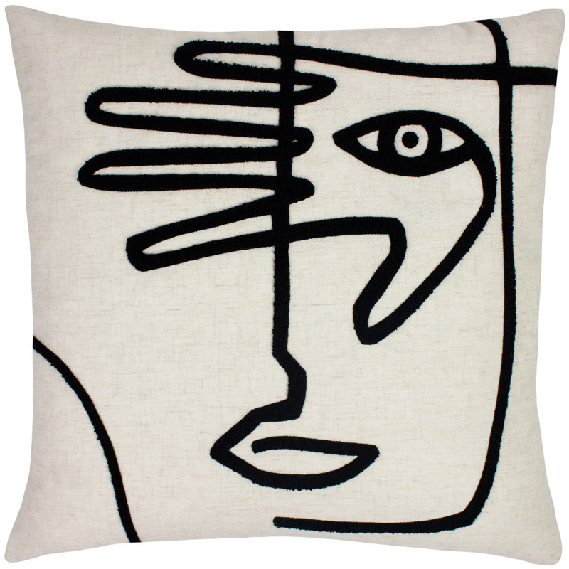 Mono Face Tufted Abstract Cushion, Feather