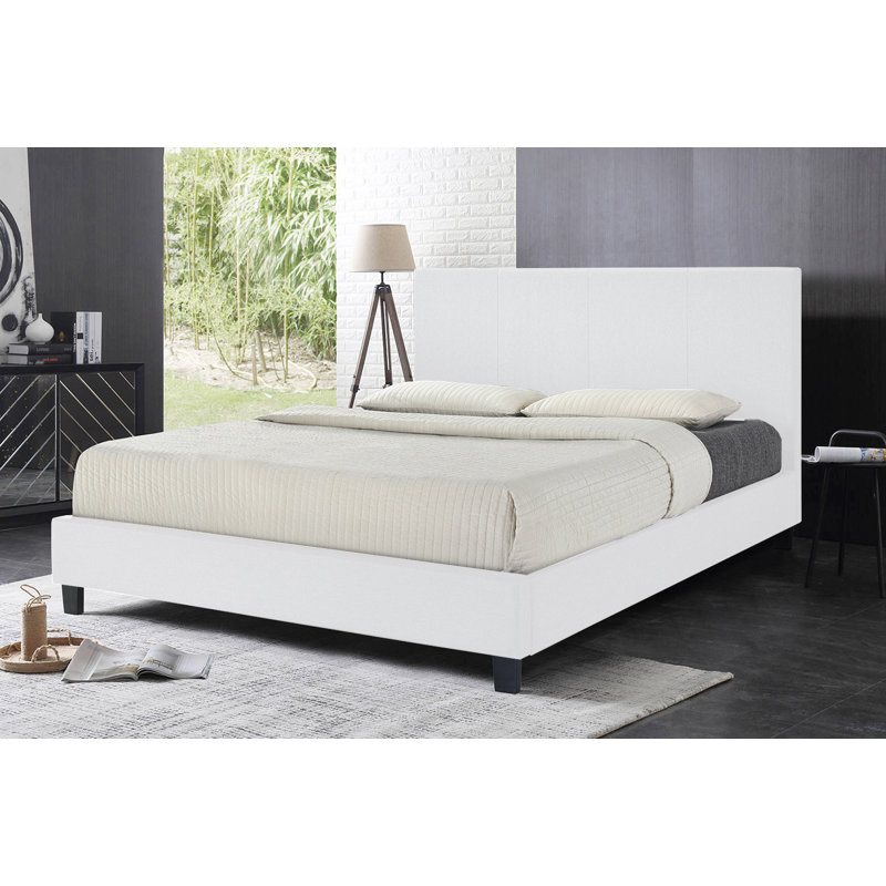Lit partiellement rembourré avec matelas, Simple, Noir