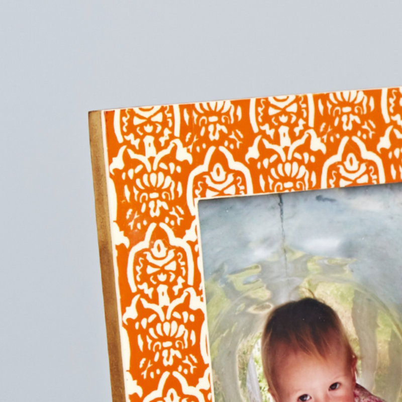 Vidya Orange Patterned Photo Frame, 21.5cm H x 16.5cm W x 2.5cm D