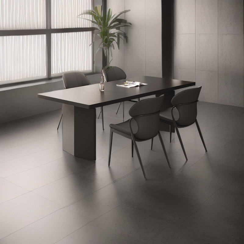 Table de salle à manger moderne en marbre noir minimaliste, 5