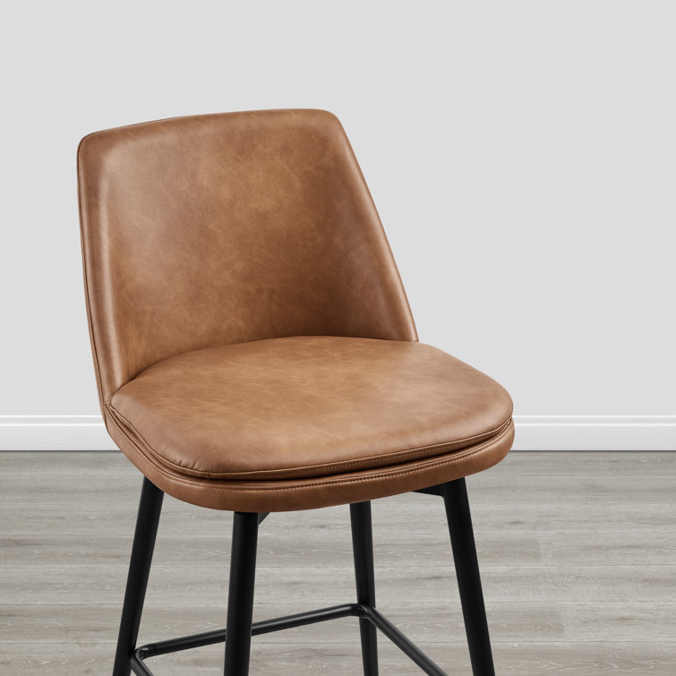 Betzalel Swivel Upholstered 27'' Counter Stool with Metal Frame