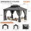 Pavillon de jardin extérieur à toit rigide 12 'x 10' avec double toit, rideaux et filet-132665352