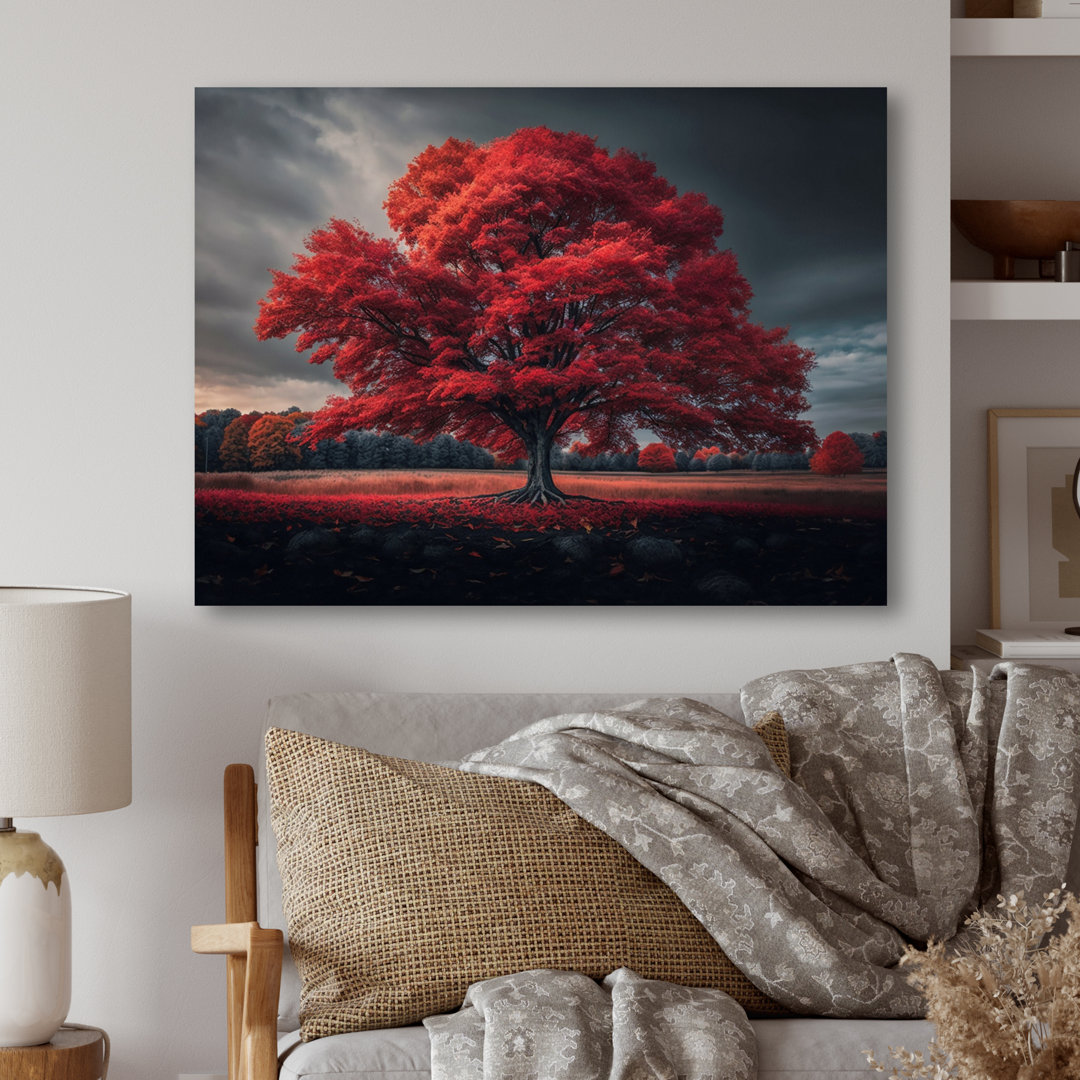Lonely Majestic Red Tree In The Countryside II " Lonely Majestic Red Tree In The Countryside II " by Designart Winston Porter Overall 