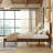 Harbor Queen Bed with Upholstered Headboard, Walnut/Swiss Coffee-2005637366-2005637368