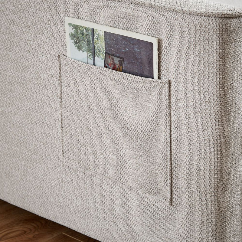 Tyjah 81” Large Size Fabric Sofa, 3-in-1 Multi-Functional Sofa Bed with Storage Space, Ivory