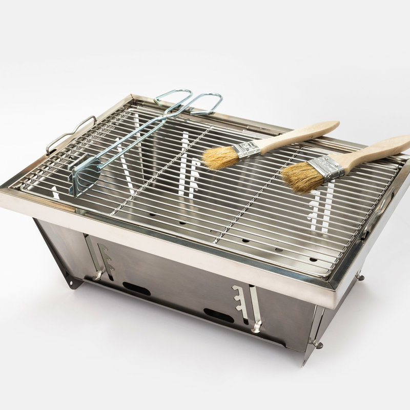 Charcoal Bbq Grill For Outdoor Leisure - Foldable, Steel Construction And Portable Picnic Folded, Heat- Body