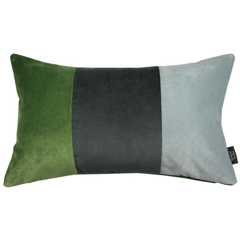 Zula Patchwork Rectangular Cushion, Green/Grey, 30 x 50cm