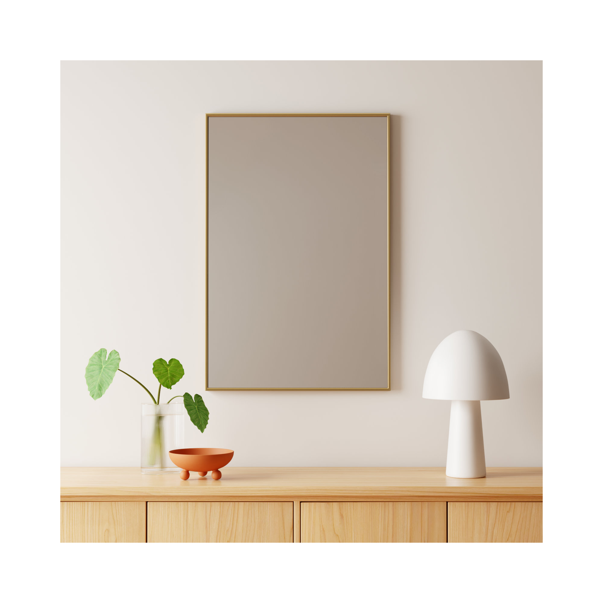 Sabine Metal Rectangle Wall Mirror, Brass, 36" x 24"