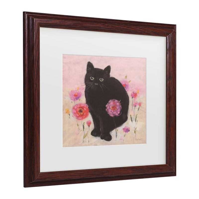 «Nina the Cat 02» par Lisa Audit - reproduction d'art sur toile encadrée, Encadrement brun, Blanc