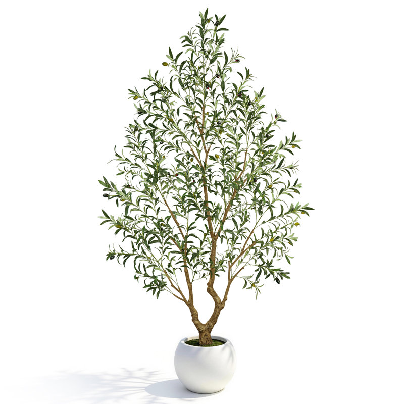 Olive artificielle avec fruit en pot de fleurs blanc, arbre topiaire en pot pour la maison et le bureau, 5/6/7/8 pieds