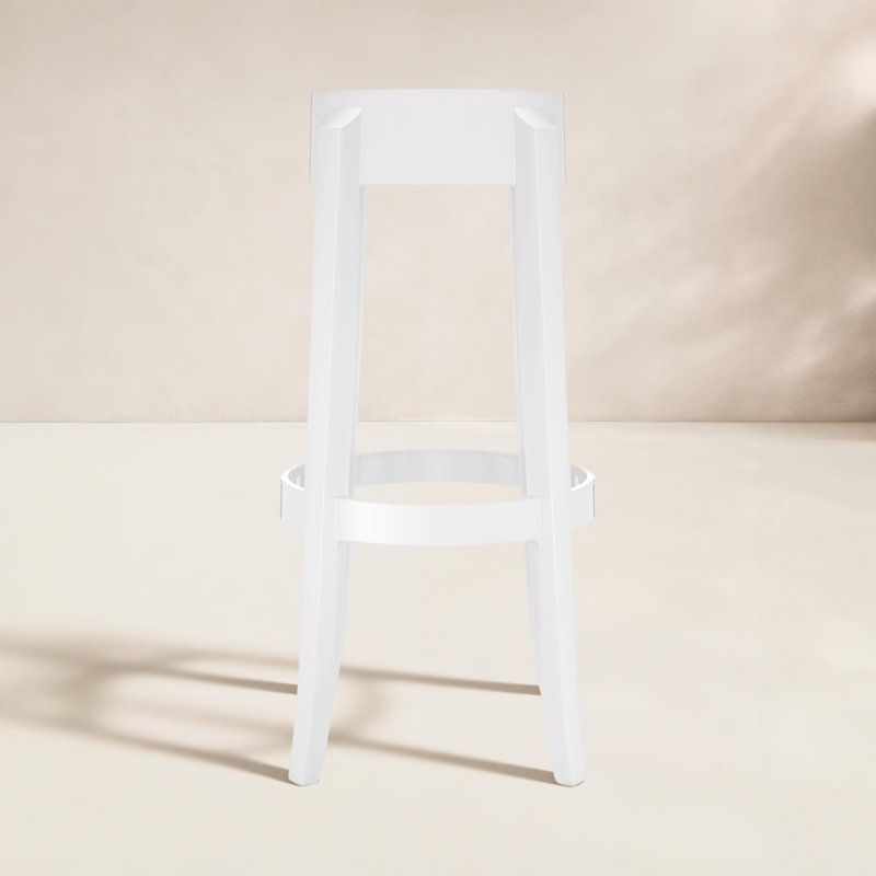 Charles Outdoor Bar Stool, Glossy White, 29.53"