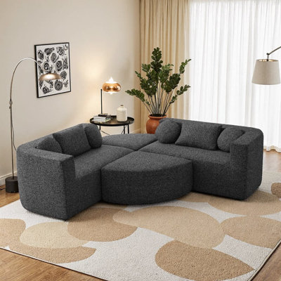 Canapé modulaire désossé de 114,9 po | Canapé en forme de U combiné libre avec modules incurvés et sièges profonds | Canapé à compression avec ressorts ensachés et revêtement Boucle | Canapé modulaire 6 pièces pour le salon